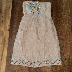 Maeve Zanzibar Striped Embroidered Dress 0